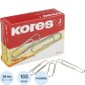 Скрепки KORES с отгибом,никелированные, 50 мм, негофрированные,100шт/уп, 65495