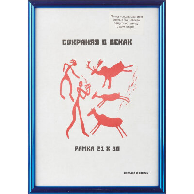 Рамка пластиковая 21x30 (A4) Синий металлик, с пла, 1008928