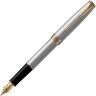 Ручка перьевая PARKER SONNET STAINLESS STEEL GT 2черных картр тонк 1931504, 691206